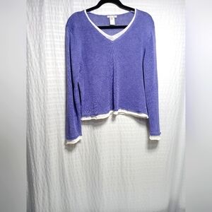 Avalin 100%Linen Long Sleeve Vneck Longsleeve Sweater. Size M